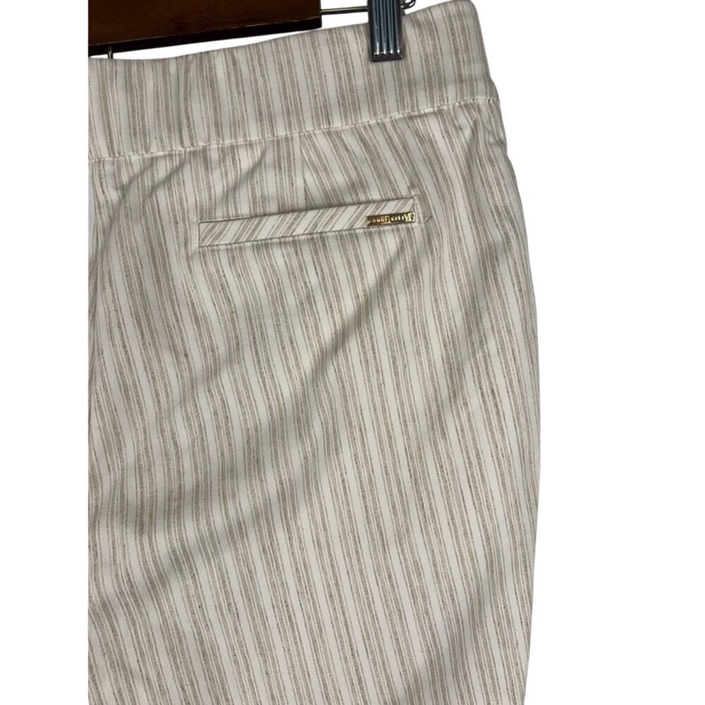 Anne Klein Womens L Tan White Stripe Straight Leg Trouser Business Office Resort - Picture 3 of 10